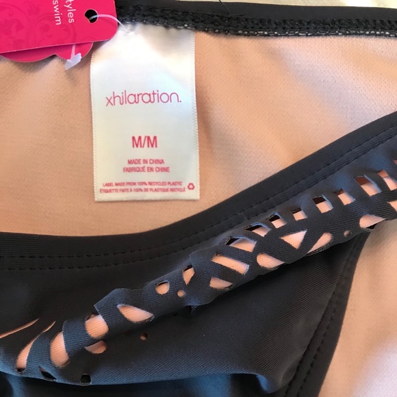 Xhilaration Grey w Pink Lining Laser Cut Swimsuit - Picture 8 of 9